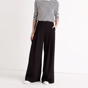 Madewell High-Waisted Wide-Leg Caldwell Pull-On Trouser, Navy Blue